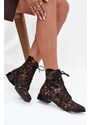 Semišové Vzorované Členkové Topánky Na Ploché Podrážke Maciejka