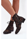 Semišové Vzorované Členkové Topánky Na Ploché Podrážke Maciejka