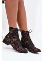 Semišové Vzorované Členkové Topánky Na Ploché Podrážke Maciejka