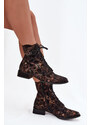Semišové Vzorované Členkové Topánky Na Ploché Podrážke Maciejka