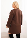 K-Fashion Dámske Plus veľkosť maslové šaty s vreckom a 3/4 rukávmi hnedé