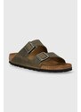 Nubukové šľapky Birkenstock Arizona zelená farba, 1027039