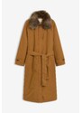 bonprix Trenčkot, vatovaný, s odnímateľným kožušinovým golierom, farba hnedá