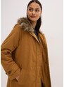 bonprix Trenčkot, vatovaný, s odnímateľným kožušinovým golierom, farba hnedá
