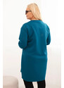 K-Fashion Plus veľkosť dámske šaty s 3/4 rukávom Plus veľkosť šaty s vreckami Navy