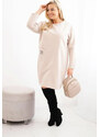 K-Fashion Dámske plus veľkosť maslové šaty s vreckom a 3/4 rukávmi béžová