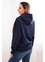 MladaModa Bavlnená mikina s kapucňou a klokankou HIT01 námornícka modrá