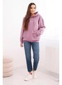 MladaModa Bavlnená mikina s kapucňou a klokankou HIT01 staroružová