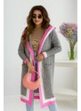 Fashionweek Dlhý kardigán, pletený kabát s kapucňou AGNES
