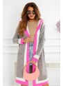 Fashionweek Dlhý kardigán, pletený kabát s kapucňou AGNES
