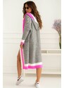 Fashionweek Dlhý kardigán, pletený kabát s kapucňou AGNES