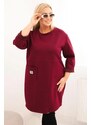 MladaModa Oversize viskózové šaty s vreckom a trojštvrťovým rukávom model 1965 tmavé bordové