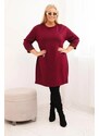 MladaModa Oversize viskózové šaty s vreckom a trojštvrťovým rukávom model 1965 tmavé bordové