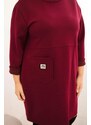MladaModa Oversize viskózové šaty s vreckom a trojštvrťovým rukávom model 1965 tmavé bordové
