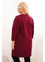 MladaModa Oversize viskózové šaty s vreckom a trojštvrťovým rukávom model 1965 tmavé bordové