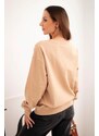 MladaModa Bavlnená mikina bez kapucne HIT03 béžová