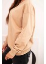 MladaModa Bavlnená mikina bez kapucne HIT03 béžová
