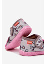 Kapcie Milami Dziecięce Na Rzepy W Jednorożce Szaro-Różowe Reathiana