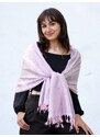 Pranita Hodvábny šál z Váránasí svetloružovo-svetlošedý