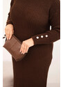 K-Fashion Dámske Plus veľkosť sveter sukne s mohérom Chocolate
