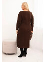 K-Fashion Dámske Plus veľkosť sveter sukne s mohérom Chocolate