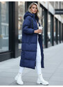 BASIC Tmavomodrý dlhý prešívaný kabát COZYSEASON TY4048