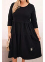 K-Fashion Dámske bavlnené plus veľkosť šaty s volánikmi a volánovými rukávmi čierne
