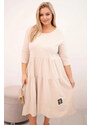 K-Fashion Dámske bavlnené Plus veľkosť sukne s volánikmi a volánové rukávy béžová