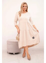K-Fashion Dámske bavlnené Plus veľkosť sukne s volánikmi a volánové rukávy béžová