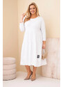 K-Fashion Dámske bavlnené šaty s volánmi a volánovými rukávmi v bielej farbe