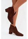 Boto Dámské kotníkové boty na klínu s prošitím čokoládové Darlisse