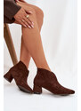 Boto Dámské kotníkové boty na klínu s prošitím čokoládové Darlisse