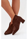 Boto Dámské kotníkové boty na klínu s prošitím čokoládové Darlisse