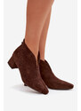 Boto Dámské kotníkové boty na klínu s prošitím čokoládové Darlisse