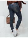 Dámske úzke džínsy SKINNYJEAN nohavice s opaskom námornícka modrá FashionStreet UY2328