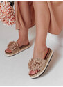Dámske kvetinové žabky KWIATARIS khaki FashionStreet ZY0910