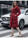 Dámsky dlhý prešívaný kabát FAVI bordová FashionStreet TY4961