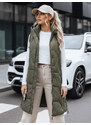 Dámska dlhá prešívaná zelená vesta FashionStreet TY5264