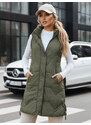 Dámska dlhá prešívaná zelená vesta FashionStreet TY5264