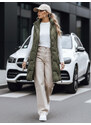 Dámska dlhá prešívaná zelená vesta FashionStreet TY5264