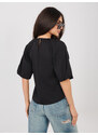 Sublevel Čierna dámska blúzka s okrúhlym výstrihom
