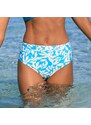Plavkové nohavičky Linao s vysokým pásom a potlačou tyrkysová/ražná 038 Blancheporte