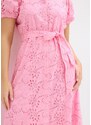 bonprix Košeľové šaty s dierkovanou výšivkou, z čistej bavlny, farba ružová
