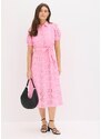 bonprix Košeľové šaty s dierkovanou výšivkou, z čistej bavlny, farba ružová