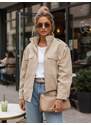 BASIC Dámska béžová semišová bomber bunda
