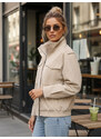 BASIC Dámska béžová semišová bomber bunda