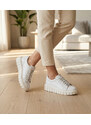 OLIVIA SHOES Biele tenisky s nariasením na jazyku na podošve ML38 8000